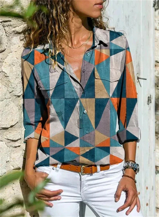 Brenda | Geometrische Print Sommerbluse für Frauen