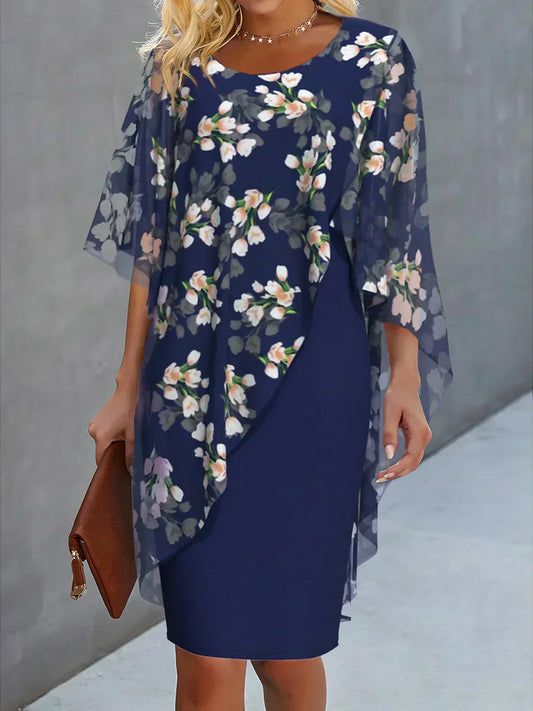 Geblümtes Chiffon-Damenkleid