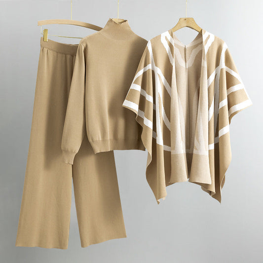 Amelia - Khaki-Ensemble aus Strick Allure für Frauen
