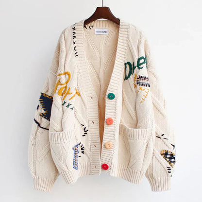 Ella | Schicke und bequeme Damenstrickjacke mit Patchwork-Akzenten