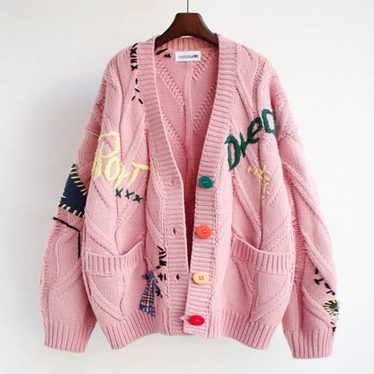 Ella | Schicke und bequeme Damenstrickjacke mit Patchwork-Akzenten