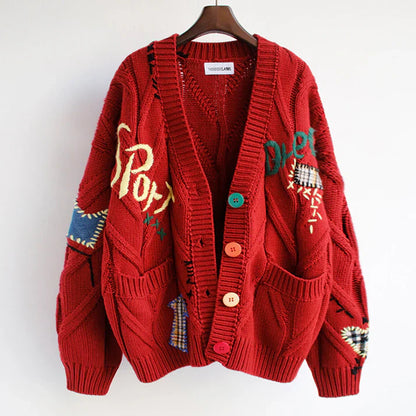 Ella | Schicke und bequeme Damenstrickjacke mit Patchwork-Akzenten