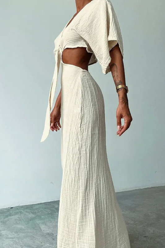 Elowyn | Sommer Midriff V-Ausschnitt Kleid