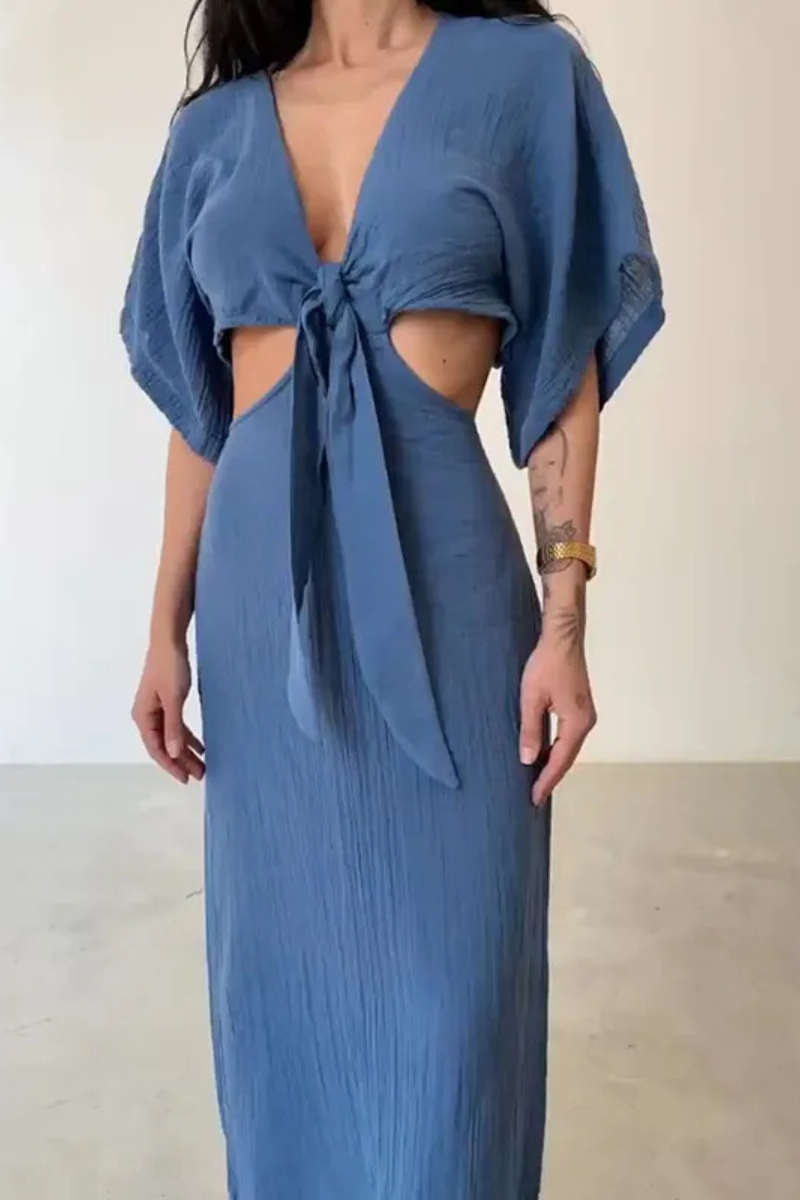 Elowyn | Sommer Midriff V-Ausschnitt Kleid