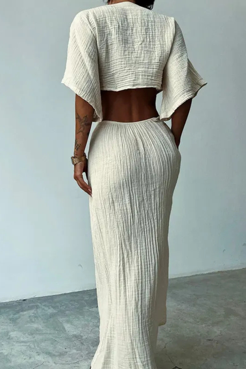 Elowyn | Sommer Midriff V-Ausschnitt Kleid