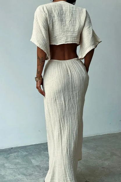 Elowyn | Sommer Midriff V-Ausschnitt Kleid