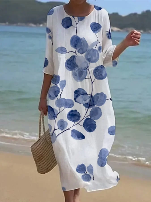 Estrella - Damenkleid mit botanischen Blumen und Passform