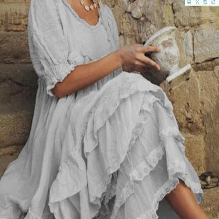 Eury - Maxikleid im Vintage-Stil mit Rüschen