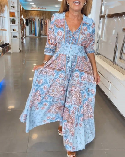 Evie - Kurzärmeliges Ferienkleid mit herzförmigem Ausschnitt
