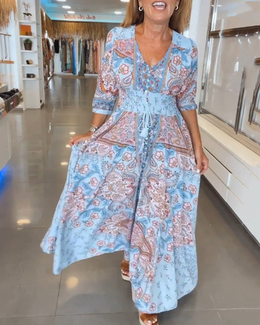 Evie - Kurzärmeliges Ferienkleid mit herzförmigem Ausschnitt
