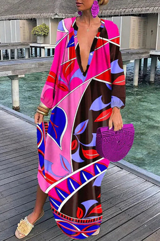 Helena - Elegantes lockeres Kleid mit langen Ärmeln
