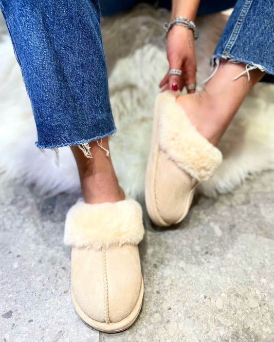 Flauschige Hausschuhe | Elin Beige - Weich und warm - Ideal für kalte Abende zu Hause