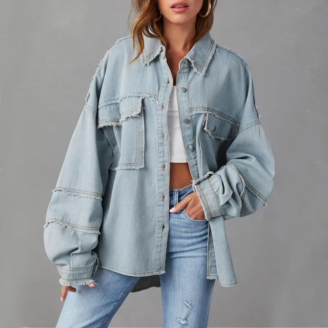Weite Jeansjacke aus Baumwolle