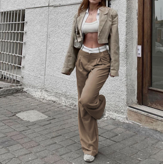 Gerade geschnittene Hose-mit-hoher-Taille Fashion