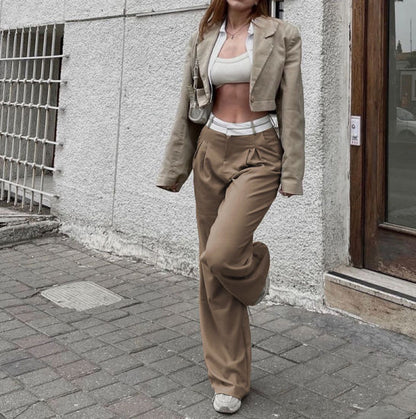 Gerade geschnittene Hose-mit-hoher-Taille Fashion
