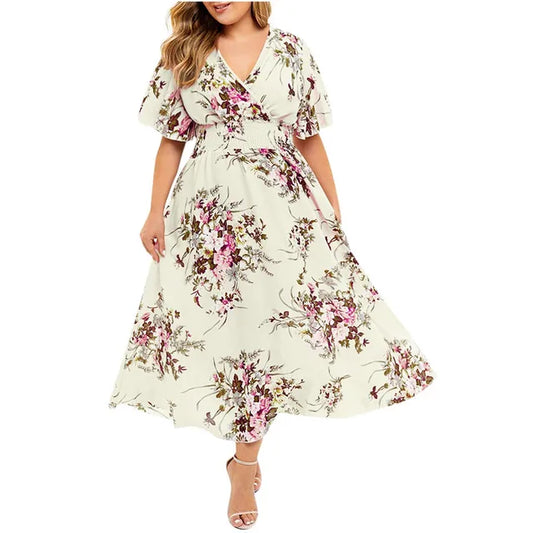 Langes Kleid für Frauen aus geblümtem Chiffon