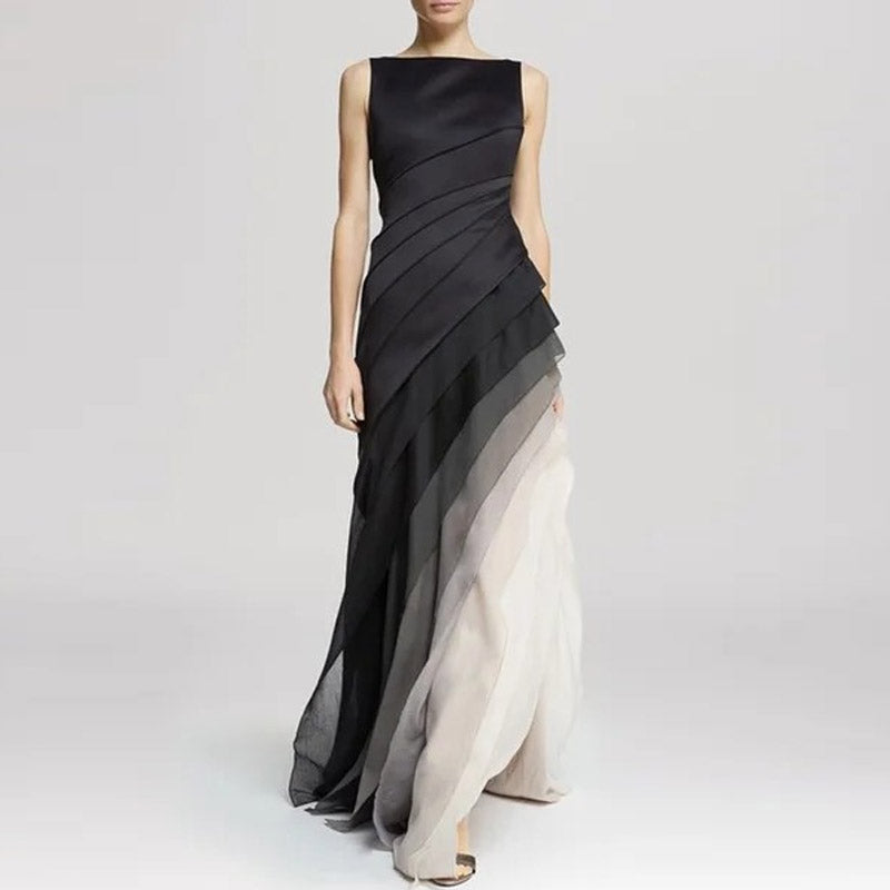 Unregelmäßiges Kleid mit hoher Taille im Ombre-Look