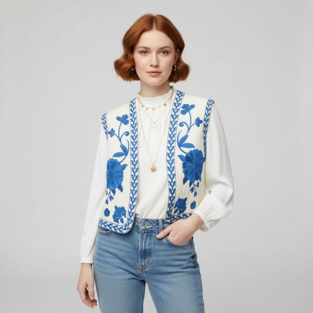 Flora | Schicke und bequeme Damenweste mit Blumenmuster