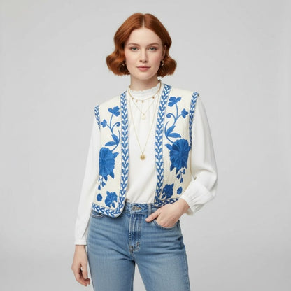 Flora | Schicke und bequeme Damenweste mit Blumenmuster