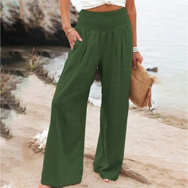 Sommerhose für Damen - Lässiger Chic - Baumwoll- und Leinenmischung - Ideal für Sommeranlässe