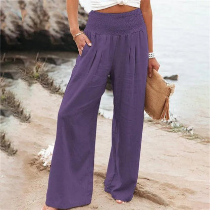 Sommerhose für Damen - Lässiger Chic - Baumwoll- und Leinenmischung - Ideal für Sommeranlässe