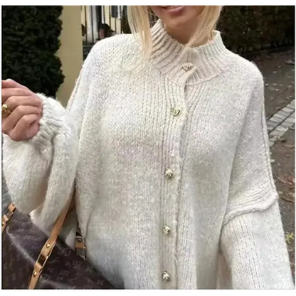Warme Damen-Strickjacke mit Knopfleiste