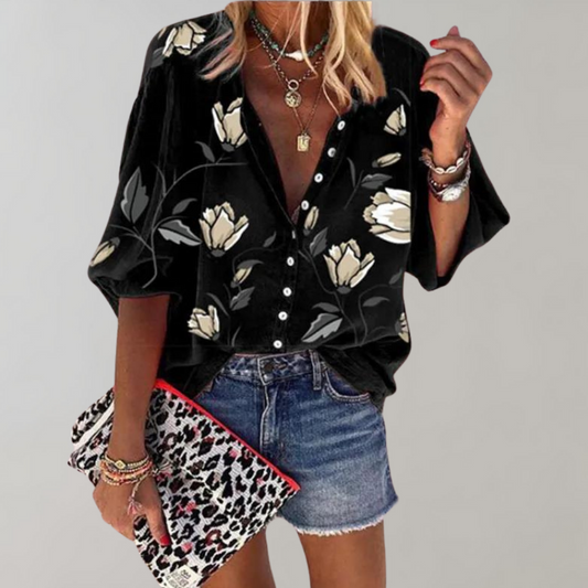 Fienna | Elegante Bluse mit Blumendruck und Knöpfen für Frauen