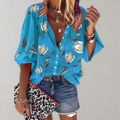 Fienna | Elegante Bluse mit Blumendruck und Knöpfen für Frauen