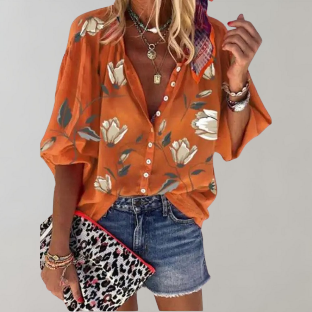 Fienna | Elegante Bluse mit Blumendruck und Knöpfen für Frauen