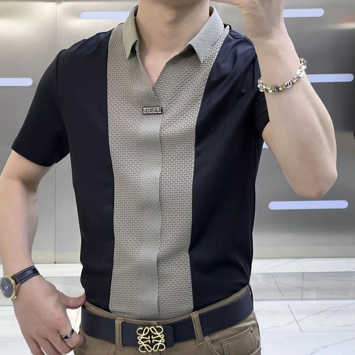 Adam | Polo-neck Business Casual Hemd