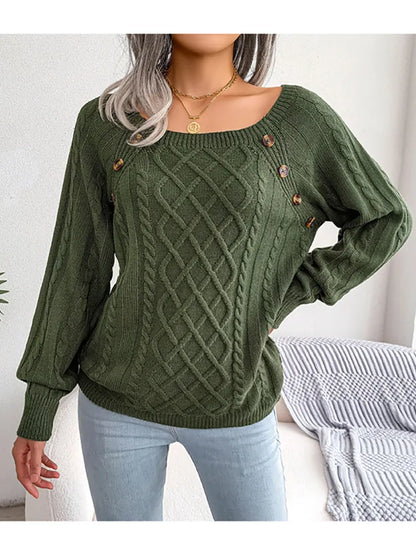Amber - Strickpullover mit Knöpfen für Frauen