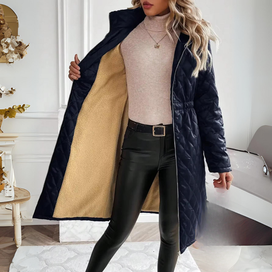 Luxuriöser gestepper langer Mantel für Damen
