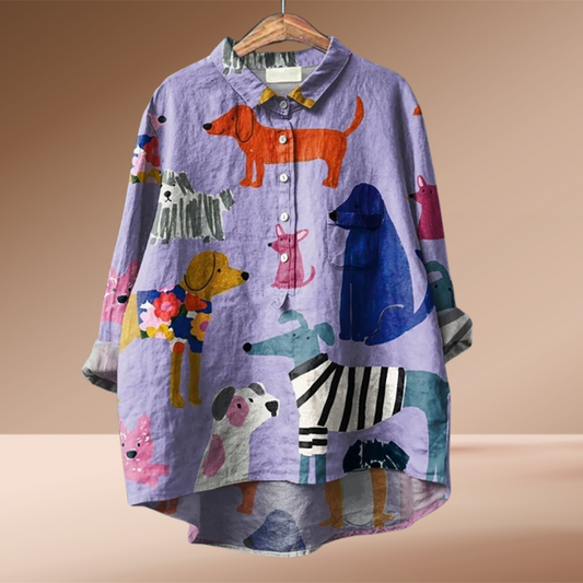 Katharina™ |Verspieltes Hemd mit Kunstdruck