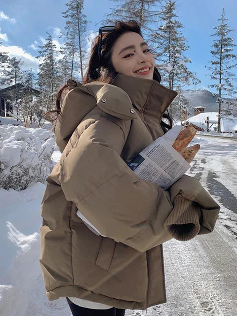 Warm wattierte Winter-Parka-Jacke mit Kapuze