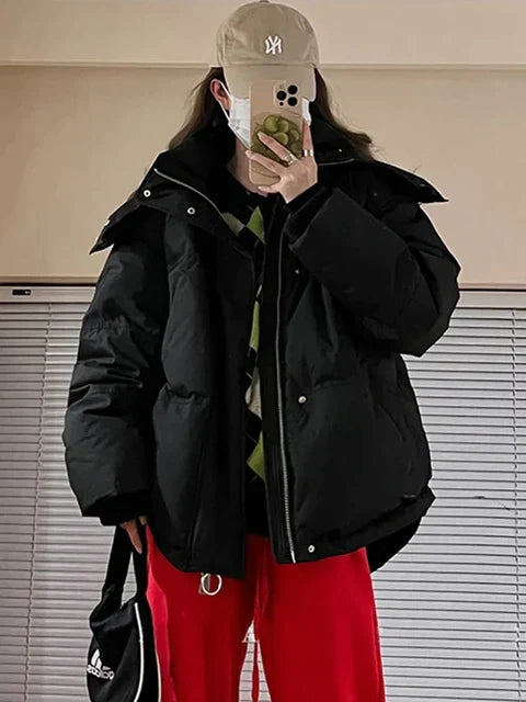 Warm wattierte Winter-Parka-Jacke mit Kapuze