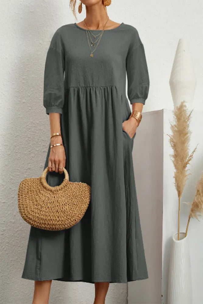 Ginny - Schlichtes Freizeitkleid mit O-Ausschnitt und A-Linie