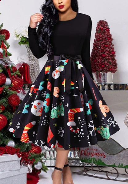 Aveena - Klassisches Vintage Swing Kleid mit langen Ärmeln
