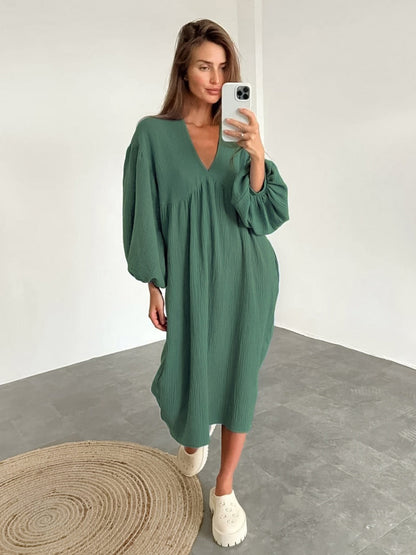 Piper - lässiges, locker sitzendes Kleid mit V-Ausschnitt
