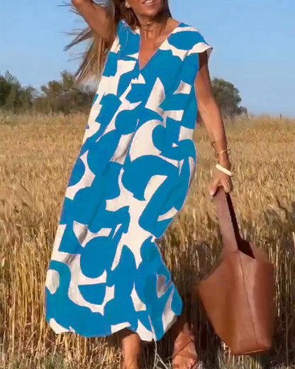 Gretchen - Bedrucktes Kleid mit V-Ausschnitt