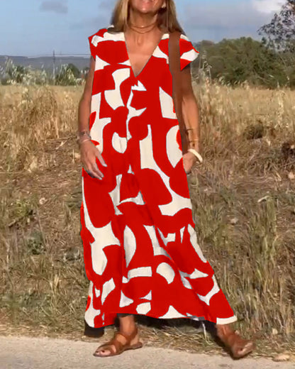 Gretchen - Bedrucktes Kleid mit V-Ausschnitt