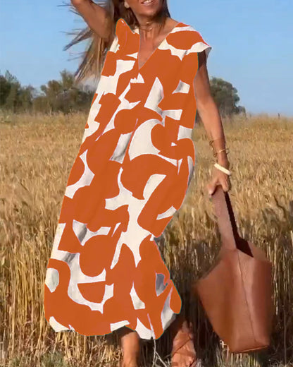 Gretchen - Bedrucktes Kleid mit V-Ausschnitt