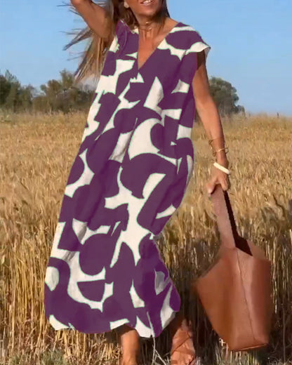Gretchen - Bedrucktes Kleid mit V-Ausschnitt