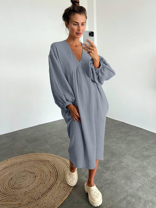 Piper - lässiges, locker sitzendes Kleid mit V-Ausschnitt