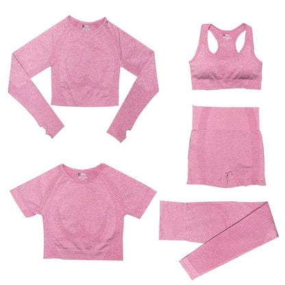 5-teiliges Sport-Set | Damen-Top mit hoher Taille und Sport-Leggings