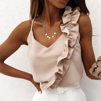 Lorraine - Ein-Schulter-Rüschen-Top für Frauen - Chic & Trendy