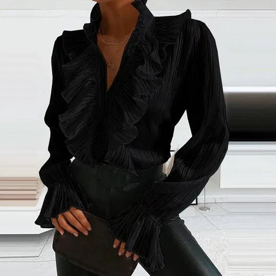 Hannie - Bluse mit Rüschen und langen Ärmeln
