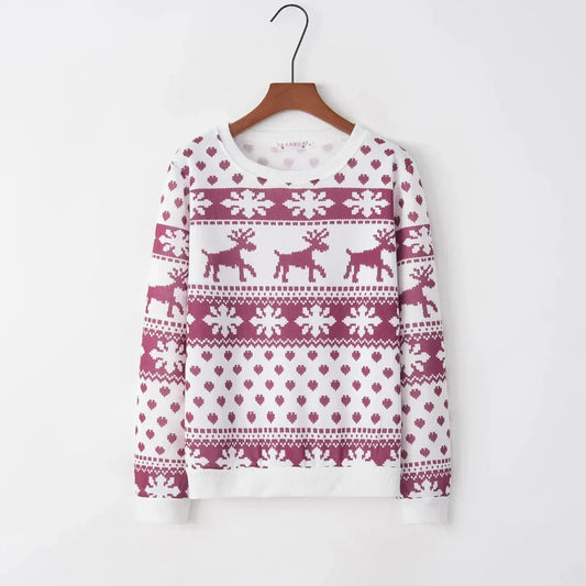 Lila - Warmer Weihnachtspullover mit langen Ärmeln für Frauen