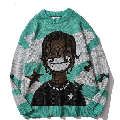 Sybil - Übergroßer Anime-Strickpullover für Frauen