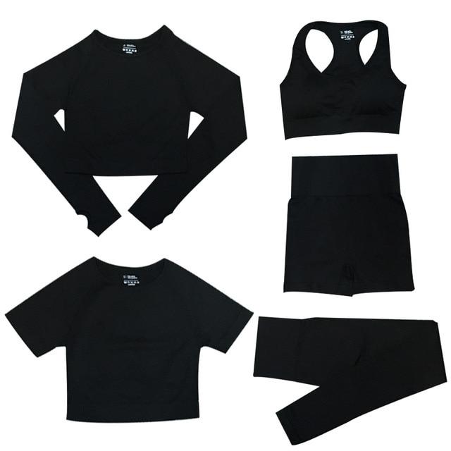 5-teiliges Sport-Set | Damen-Top mit hoher Taille und Sport-Leggings
