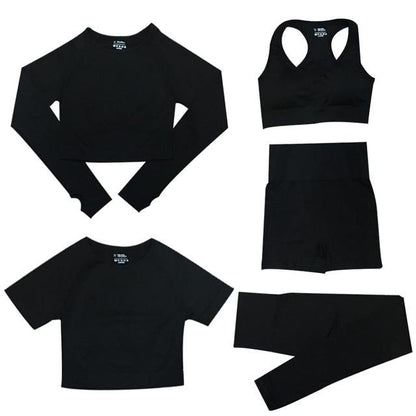 5-teiliges Sport-Set | Damen-Top mit hoher Taille und Sport-Leggings